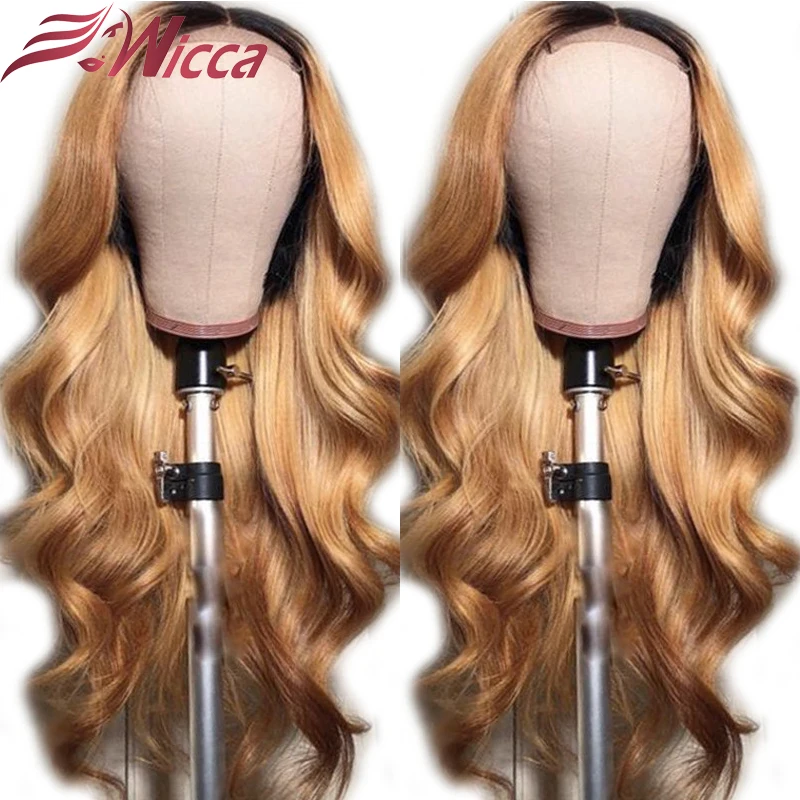 Wicca Blonde Ombre Human Hair 13X6 Lace Front Wigs For Women Remy hair Wavy lace front wig Human Hair Lace Wig with Baby hair