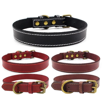 

Genuine Leather Cat Collar Padded Pet Collar Small Medium Large Cat Pitbull Labrador Adjustable Kitten Neck Buckle Strap Belt