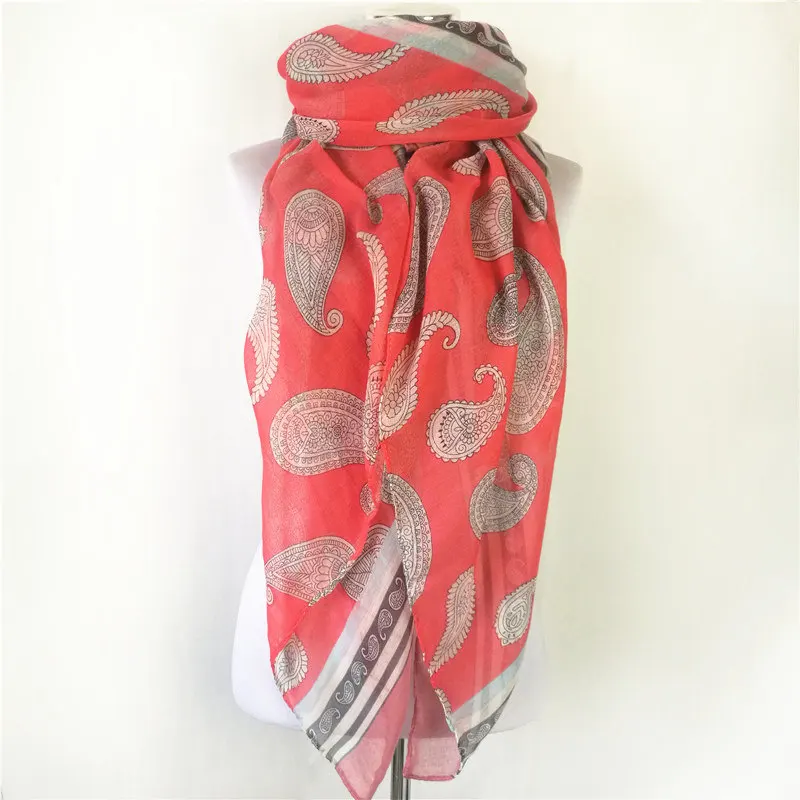 Весенний женский шарф, горячая распродажа, длинный шарф, женские шарфы с цветочным принтом, новинка, кешью, цветы, шарф, шаль - Цвет: X Red