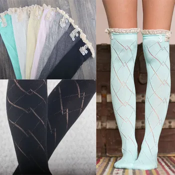 

Foot Sock Boots Women Solid Cotton Is Rhombus Button Farm Hose