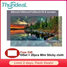 Thundeal экран для проектора высокая яркость светоотражающая ткань проекционный экран 100''диагональ 60 84 120 130дюймов соотношение сторон 16:9