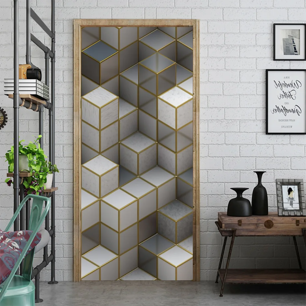 

Dropship MT182New Door Stickers Wardrobe Renovation Fridge Magnet Door Stickers Home Decor Waterproof Removable Stickers