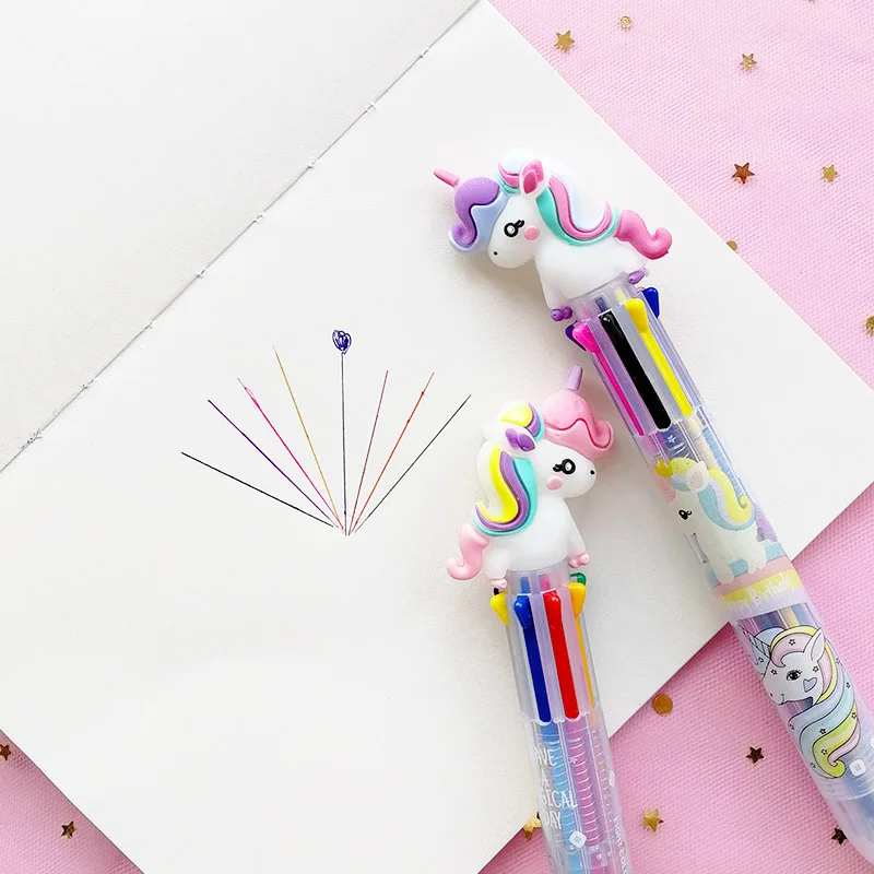 1 шт. Милая 8 Цветов шариковая ручка с рисунком единорога Kawaii мультяшная