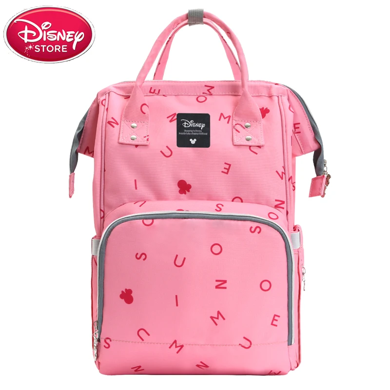 pink Сумка для подгузников disney, USB, бутылочка для кормления, изоляционные сумки, Минни, Микки, большая емкость, рюкзак для путешествий, Оксфорд, сумка для мамы - Цвет: pink