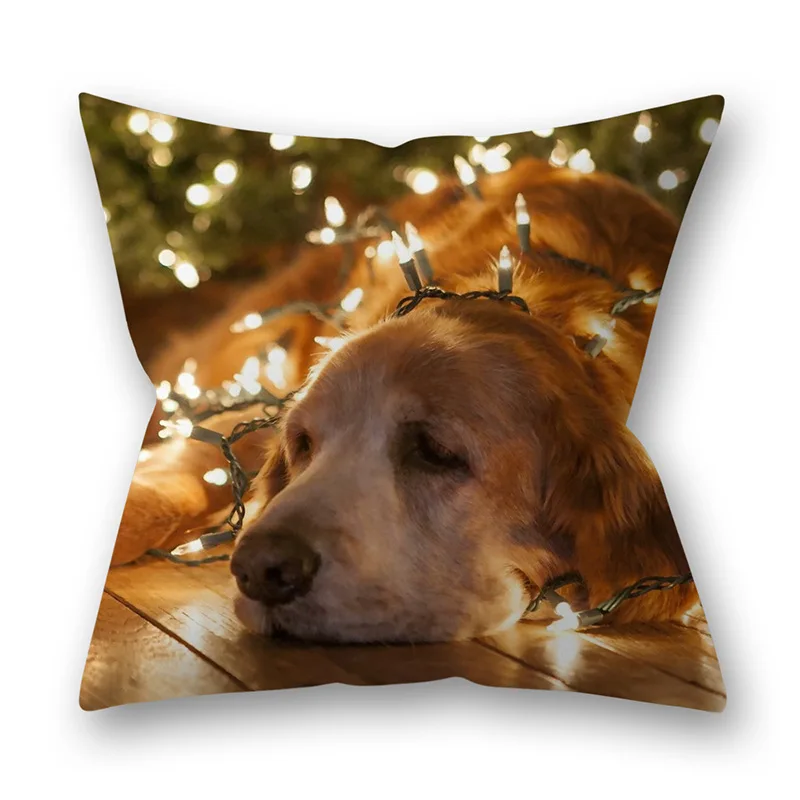 Веселое Рождество, наволочка для домашних животных, собак, кошек, Хаски, Рождественский Чехол на подушку, домашний декор, Красная Шапка Санты, милый мультяшный подарок с животными - Цвет: X
