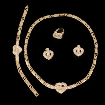 

Dubai gold necklace earrings collection fashion Nigeria wedding African pearl jewelry collection Italian women's jewelry set