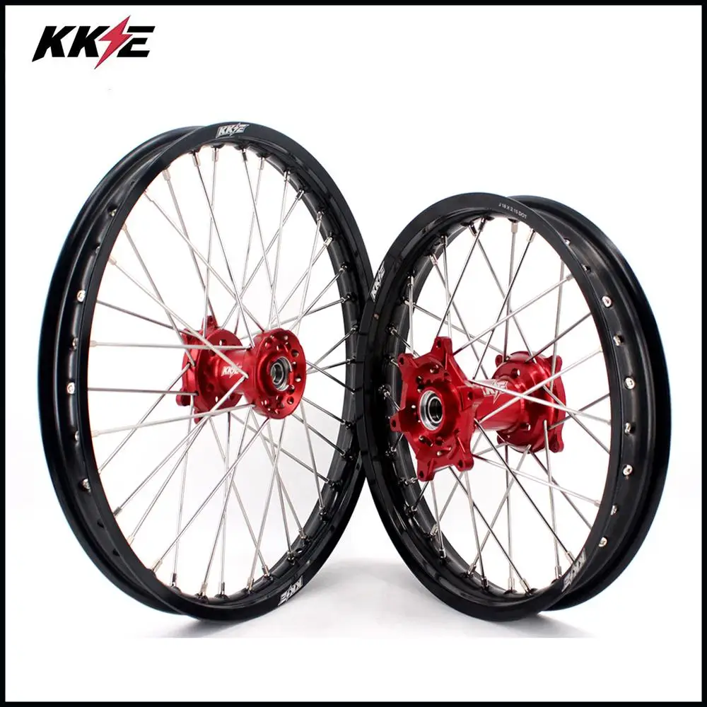 KKE 21& 18 Enduro комплект колес для HONDA CRF250R- CRF450R 2013- Красный концентратор черные диски мотоцикл