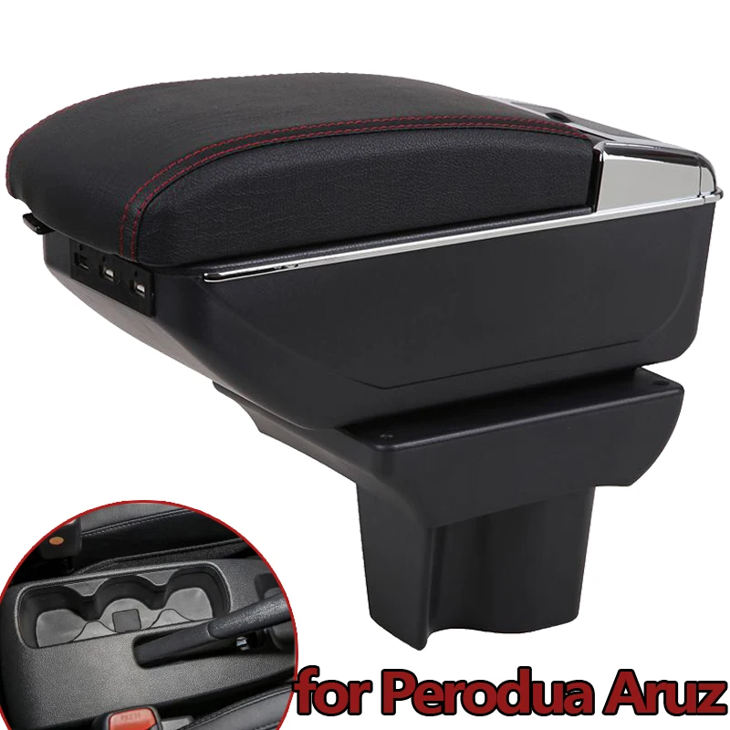 

For Perodua Aruz Car Armrest Leather Arm Rest Usb Storage Box Center Console Accessories Interior Parts Decoration Styling