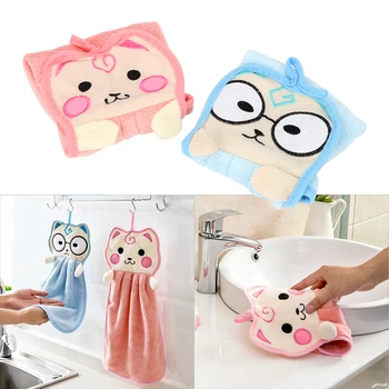 

Water Absorption Cloth Can Be Hung Dishcloths Handkerchief Cute Cartoon Cat Candy Color Hanging Hand Towels Polyester