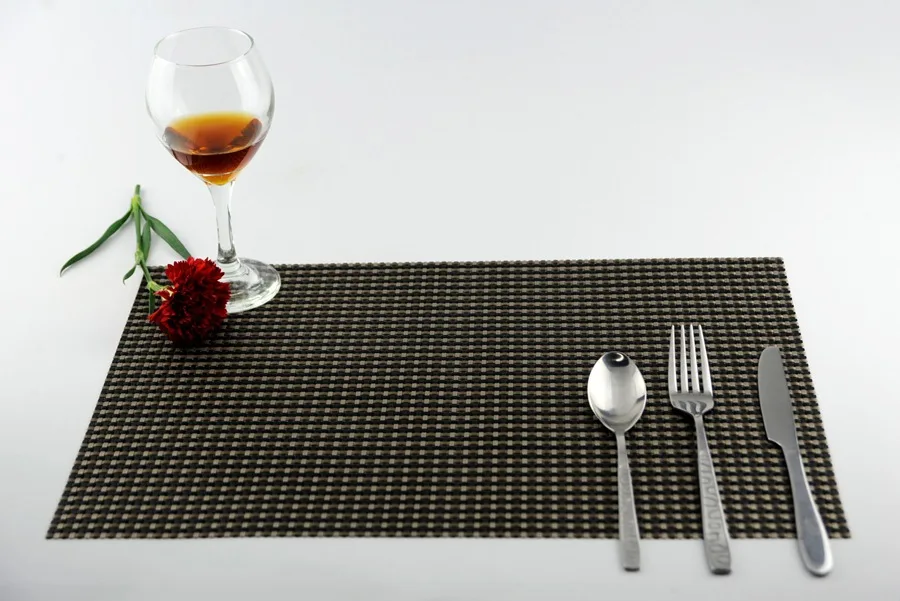 Dark Gray 30x45 см тканый коврик для стола нескользящий грязеотталкивающий жаростойкий кухонный Обеденный Скатерть моющийся домашний Декор ПВХ настольные салфетки - Цвет: Dark Gray