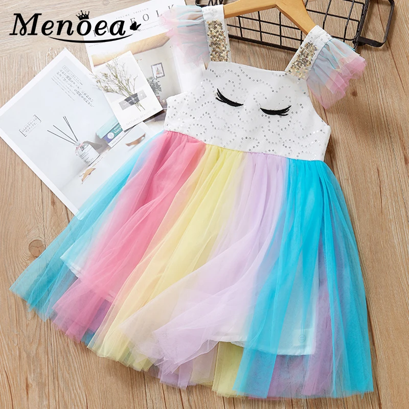 Брендовое платье для девочек; Новинка года; летняя детская одежда; платье для маленьких девочек цвета радуги; Детские платья для девочек; повседневная одежда принцессы