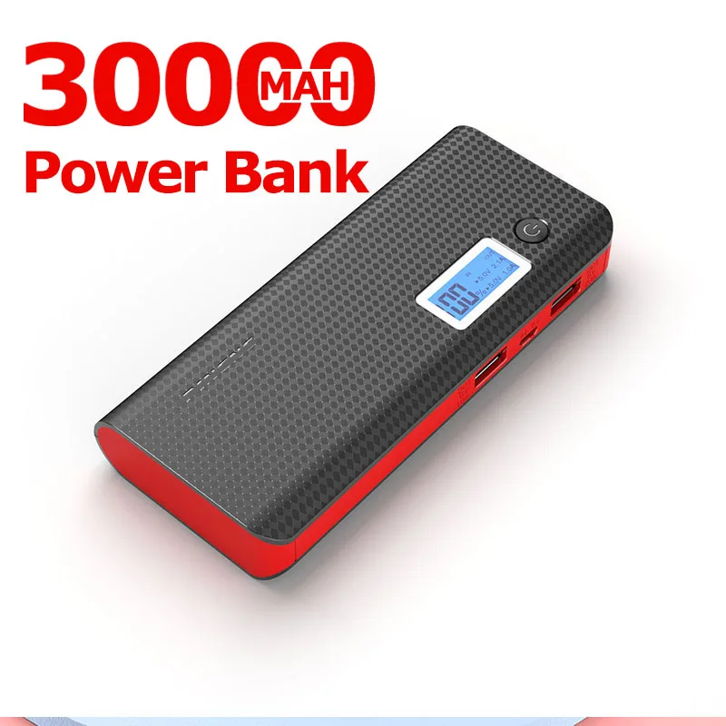 30000mAh Power Bank 2 USB High Capacity Portable Charger External Battery for Samsung Xiaomi Iphone Poverbank | Мобильные телефоны