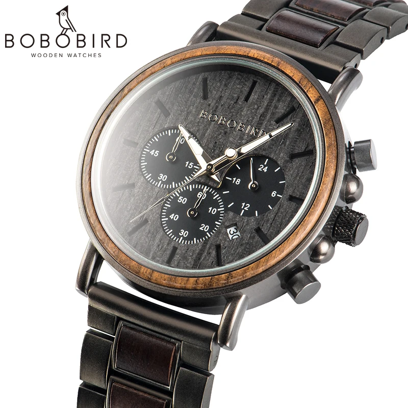 BOBOBIRD роскошные мужские деревянные часы, светящиеся кварцевые наручные часы relogio masculino с подарочной коробкой доступен дропшиппинг V-Q26-1