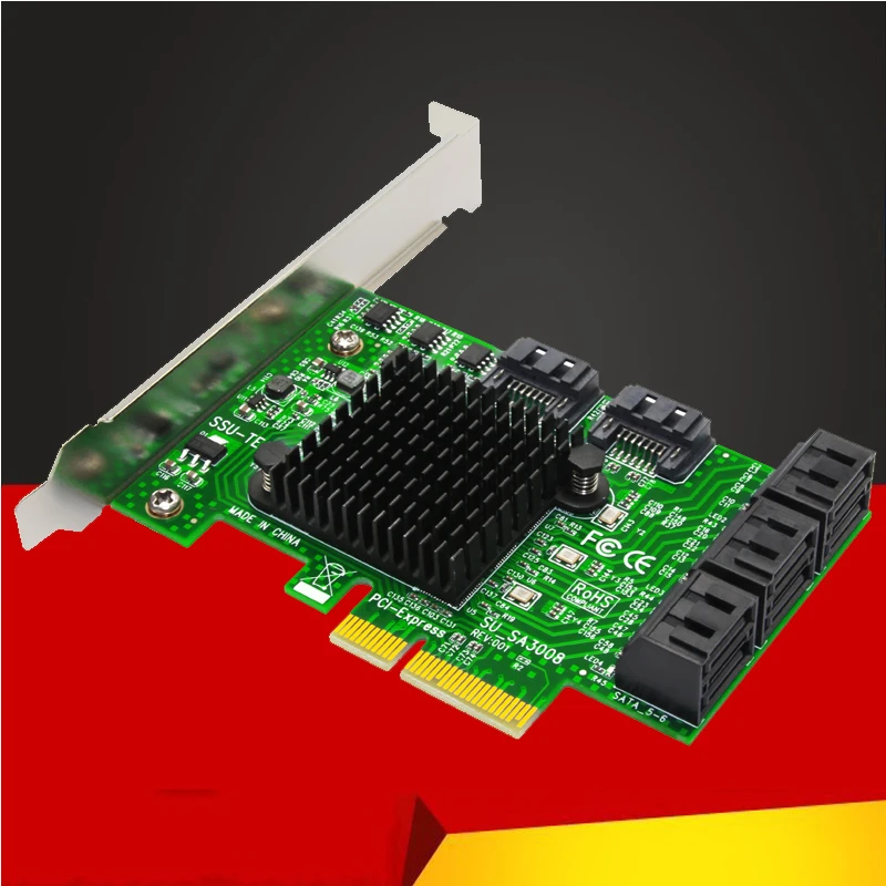 

Chia Mining Riser 8 Port SATA PCIe Expansion Card PCI Express X4 to SATA 3.0 Controller PCI-E SATA Adapter Converter Add On Card