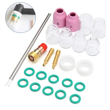 

New Arrival 25pcs/set TIG Welding Stubby Gas Len Set Kits for WP-17/18/26 Tools Kit Accessories Glass Cup High Quality
