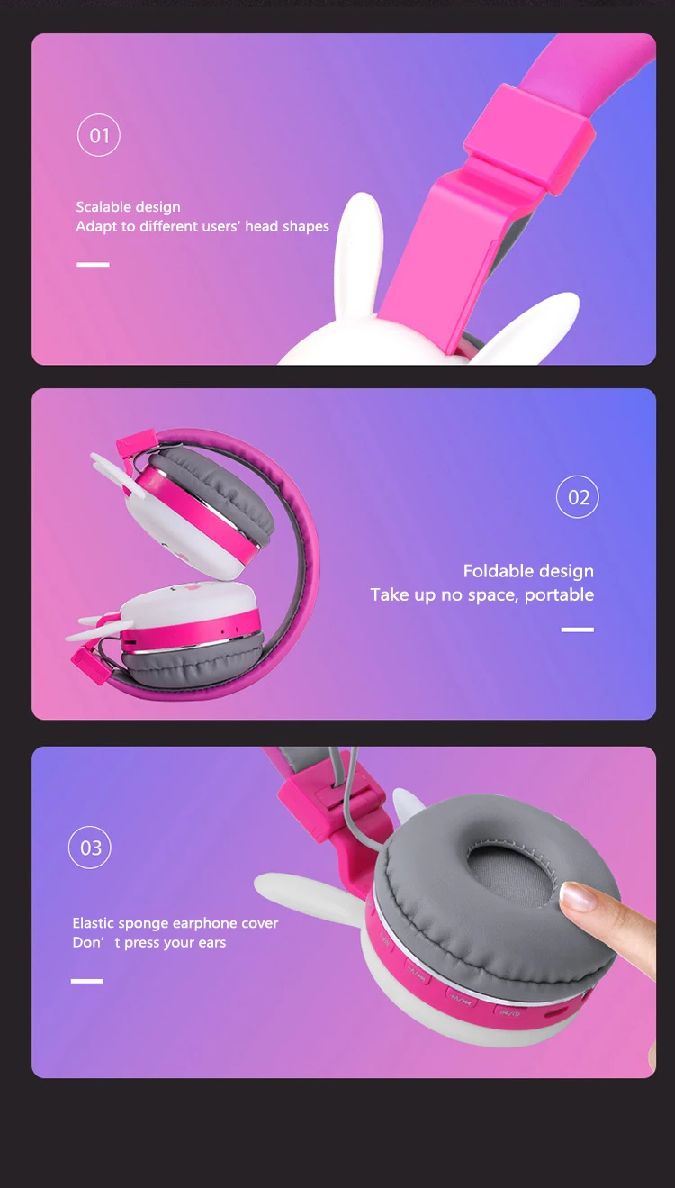 LED Cat Ear Headphones Bluetooth 5 0 Noise Canceling Adults Kids Girl Headphones Support TF Card With Microphone Wireless
