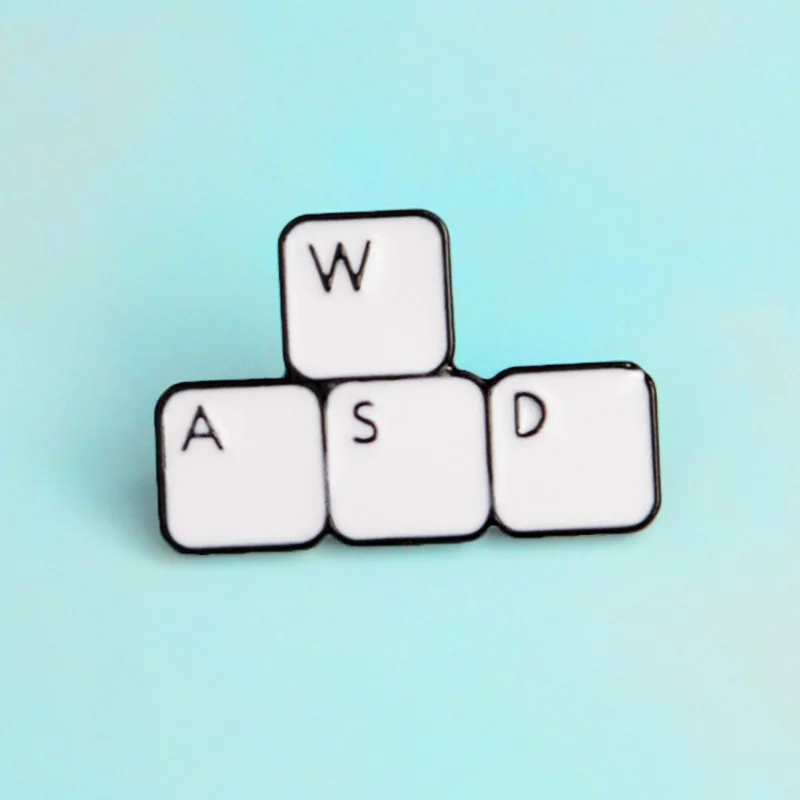 WASD Gaming Keyboard Enamel pin Keys tablets Brooches Gift Game icon Denim Jeans Pin Badge Button for Clothing cap bag | Украшения и