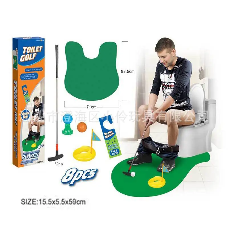

Strange New Children Sports Fitness Toilet Golf Course Set Push Clubs Mini Simulator Toy