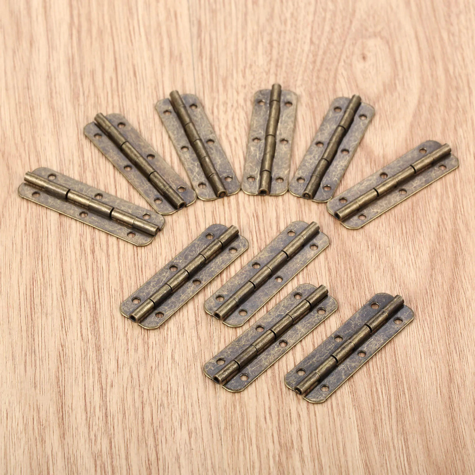 DRELD 10pcs or 2PCS Antique Bronze Cabinet Wood Jewelry Box Gift Wine Case Retro Decor Funiture Long Hinges 6 Holes 51*16mm cabinet door hinges furniture hinge cabinet hinges wooden box hinge brass hinges bronze butterfly hinges