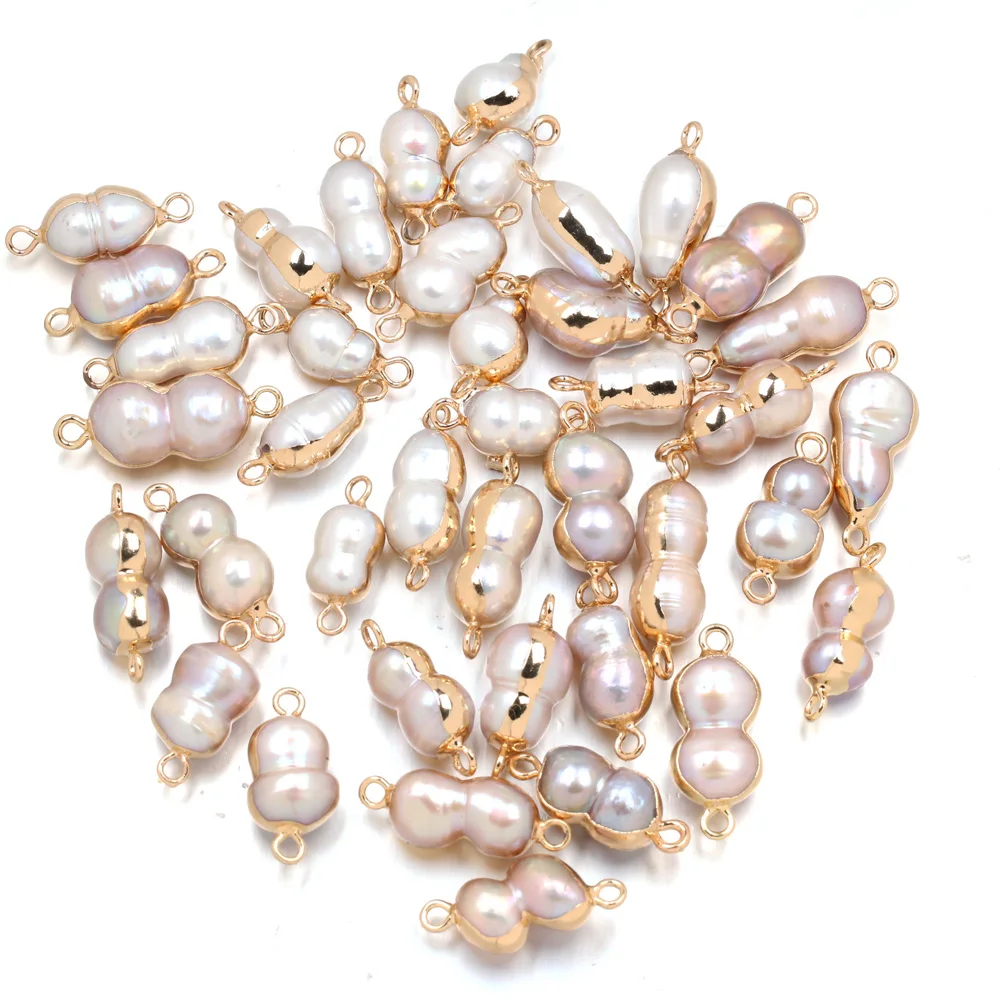 

Natural Freshwater Pearl Pendant irregular Double hole connector Pendants for Jewelry Making DIY Necklaces Accessories 10x25mm