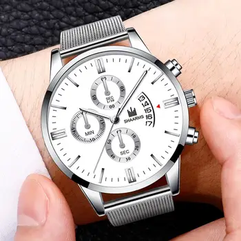 

Men'S Luxury Sport Watch Military Mesh Band Stainless Steel Quartz Date Wristwatch Male Fashion Business Watches Reloj Hombre