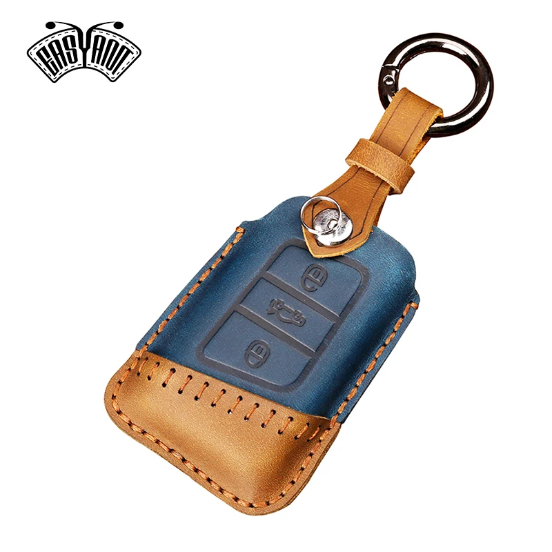 Car key case for Volkswagen Passat Golf Magotan Crazy Horse Leather Key Case Leather Car Keychain