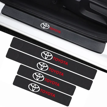 

4PCS Car-Styling Threshold Decals Door Sill Carbon Fiber Sticker For toyota corolla chr auris rav4 yaris avensis Accessories