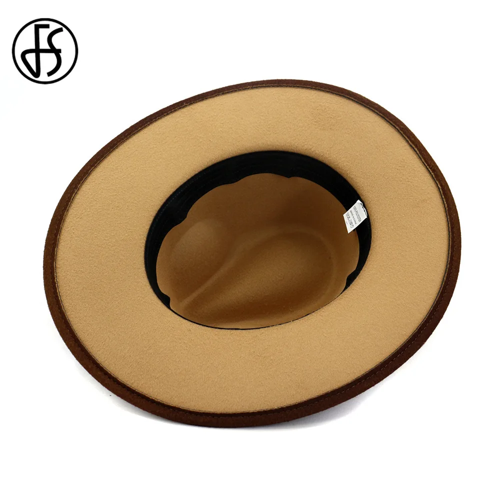 Мужская/Женская шерстяная фетровая шляпа FS ковбойская трилби с широкими полями