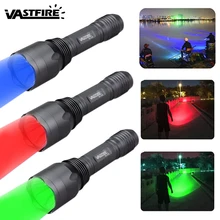 Зеленый/красный/синий светодиодный охотничий фонарь самообороны тактический фонарик+ 18650 батарея+ USB зарядное устройство+ крепление для кемпинга рыбалки