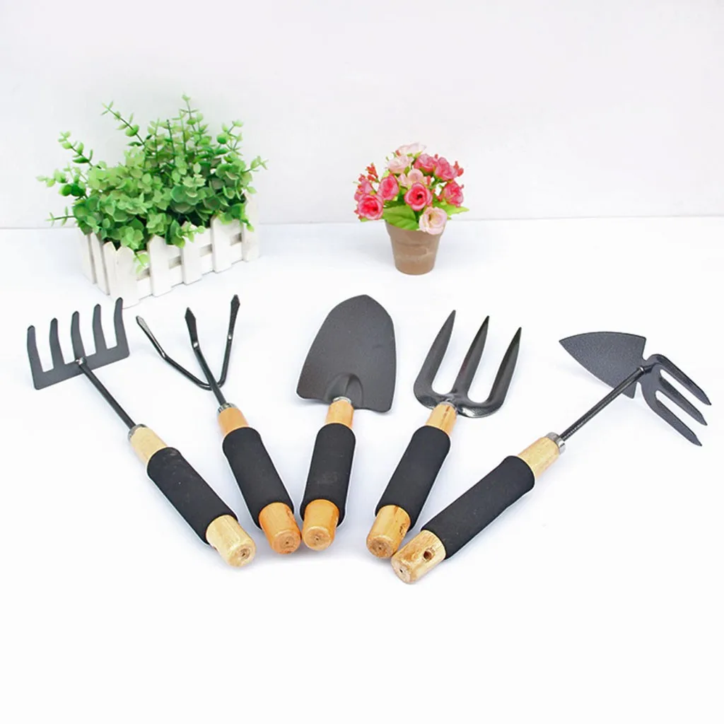 

5PCS Garden Mini Cultivating Transplanting Kit Plants Seedling Succulent Transplanter Shovel Rake Spade Drilling Fertilize Tool