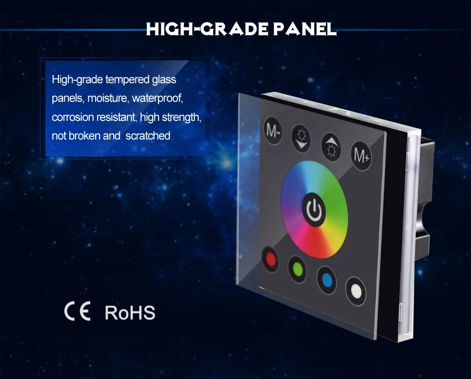 DC12V 4A* 4CH черная панель из закаленного стекла цифровой сенсорный экран диммер домашний настенный светильник переключатель для RGBW Светодиодная лента 4 канала