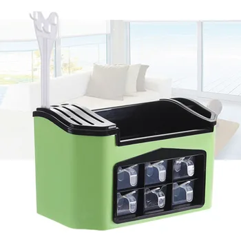 

Kitchen Six Grid Condiments Organizer Seasoning Storage Rack Finishing Shelf Storage Baskets Organizador For Kitchen