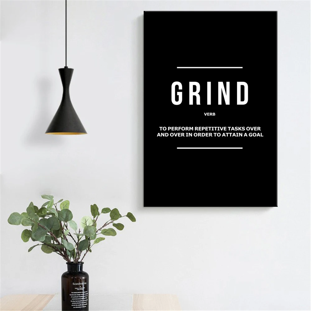 

Office Wall Decor Print Inspiring Words Motivation Phrase Canvas Poster and Print Grind Execution Hustle Home Wall Decor Picture