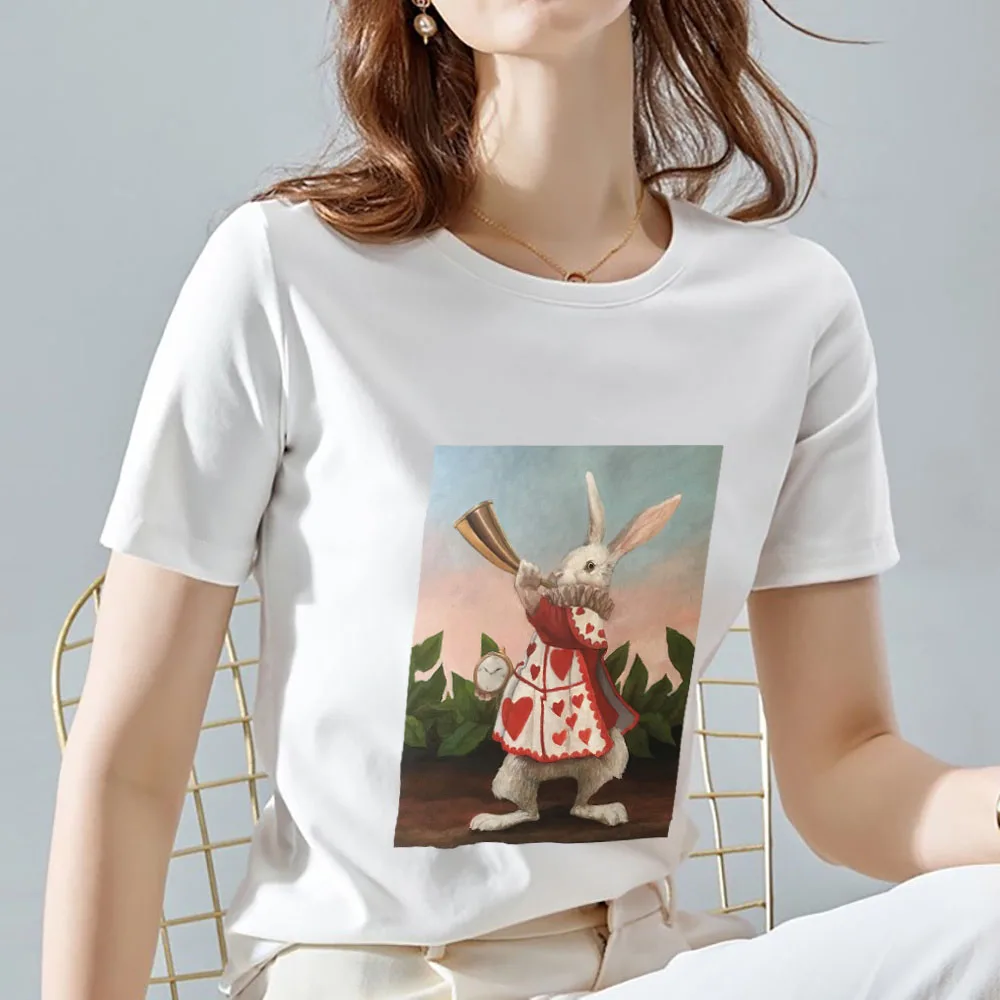 

Summer T-shirt Women Casual Retro Hong Kong Style Fun Street Art Print Ladies White Slim Shirt O-neck Commuter All-match Top