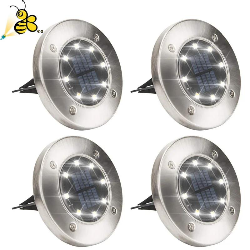 Солнечные дисковые огни 8 светодиодный фонари на солнечных батарейках для