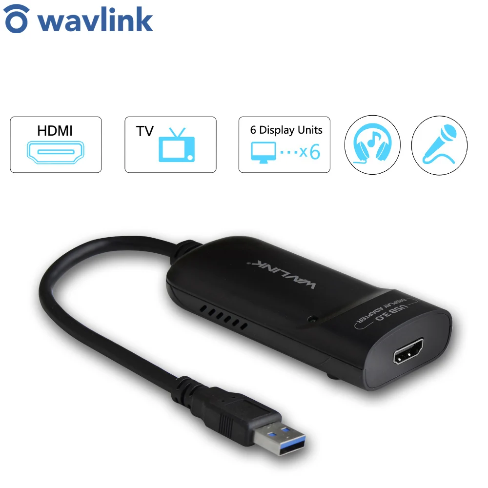 Wavlink USB 3.0 To HDMI Multi Monitor Video Graphic Adapter HD 1080p Output External Video Card Adapter DP Display Windows Mac