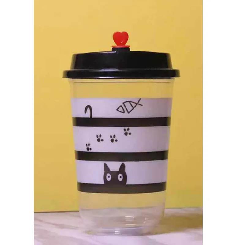 50pcs High quality U shape cute creative disposable coffee cup 500ml 16oz soy milk tea cold hot drink plastic cups with lids