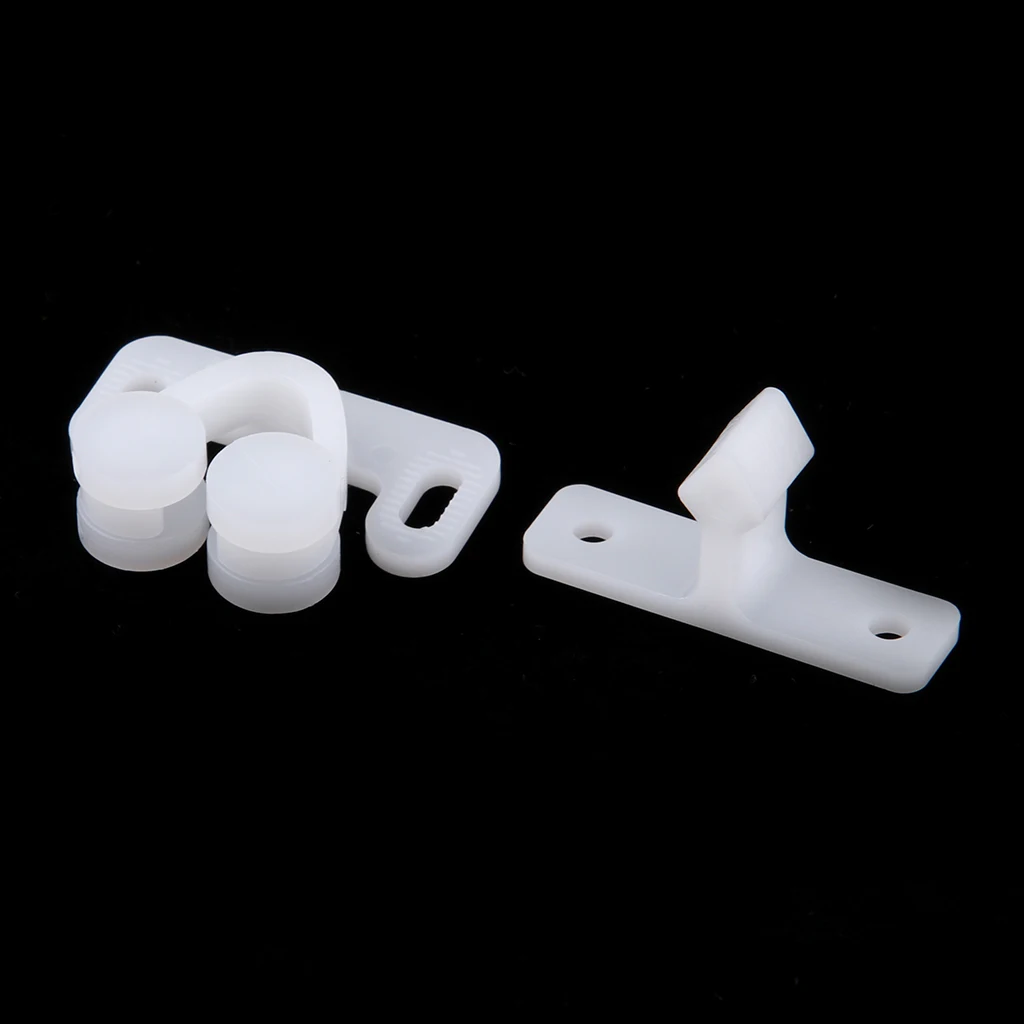 Plastic Tension Roller Catch Latch for Marine Boat RV Caravan Cupboard Cabinet Closet Doors - White