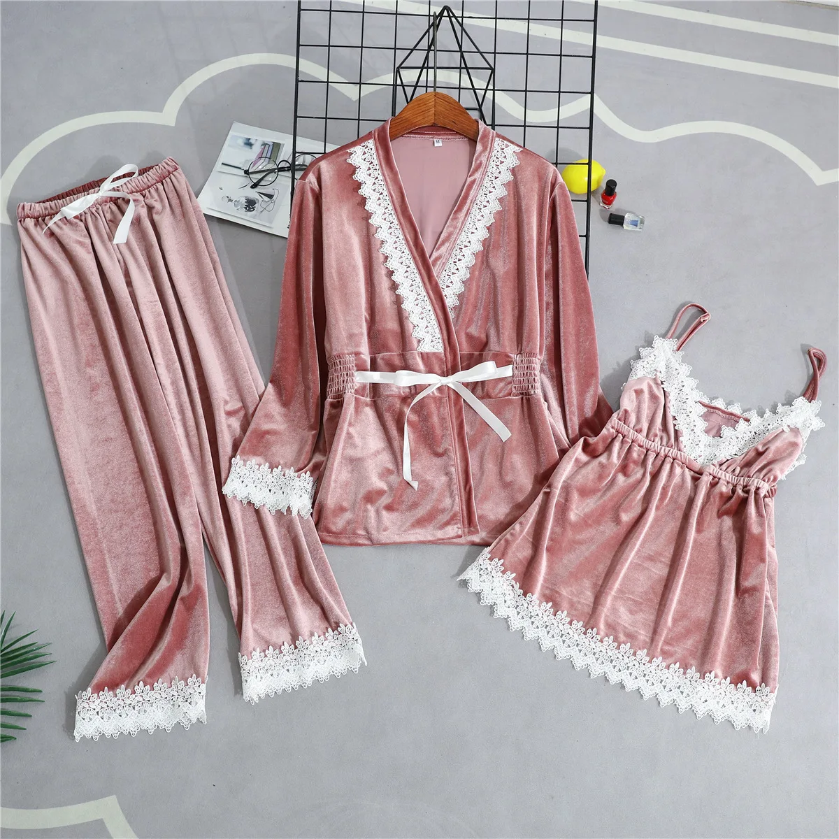 Queenral, 3 шт., зимний теплый пижамный комплект для женщин, сексуальная пижама, одежда для сна для женщин, ночной халат, нижнее белье, M, L, XL, домашняя одежда, пижама
