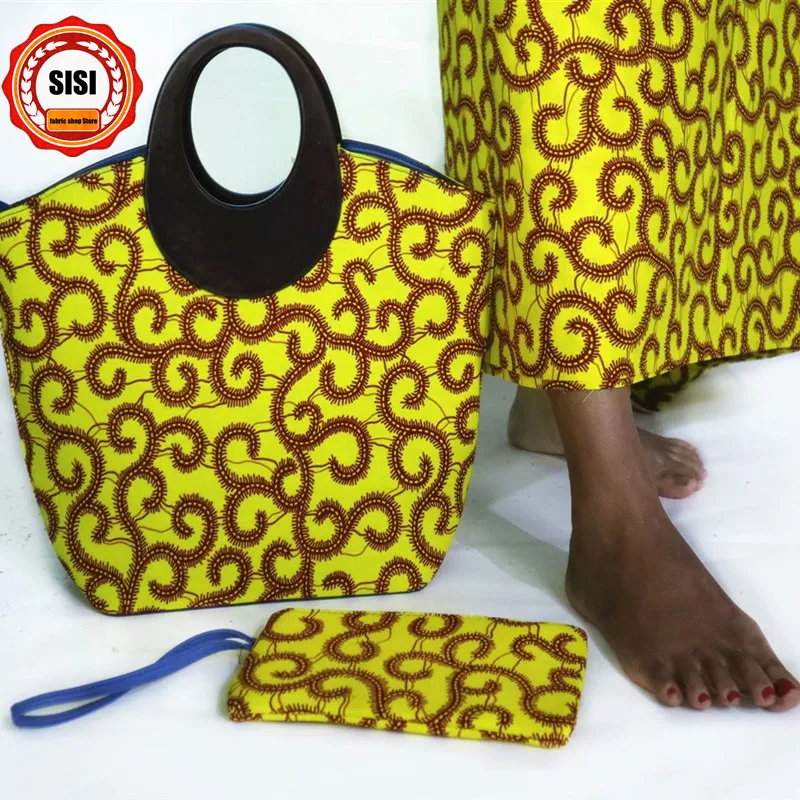 SISI Новое поступление моды с Африканским принтом, вощеная элегантная женская сумочка набор. Африканская парафинированная Ткань сумка для шитья Вечерние
