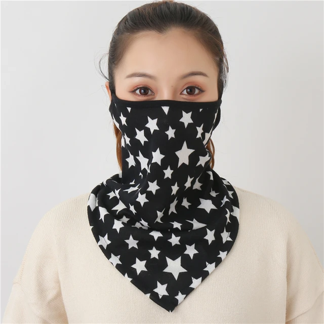 2021 Winter Face Mask Scarf Women Ring Neck Scarves Foulard Cotton Feeling Warm Fashion Print Men Outdoor Sport Unisex Bandana MST-1
