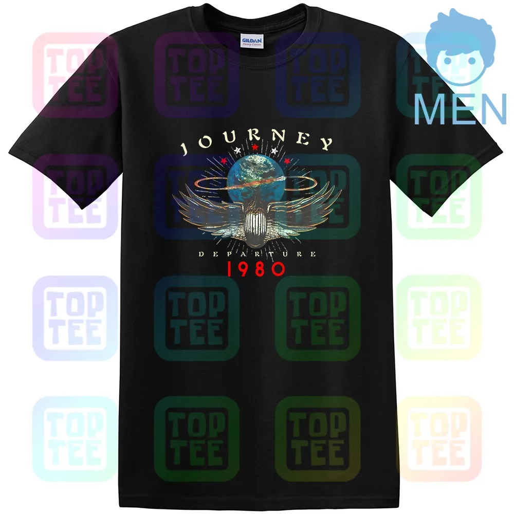 Journey 1980 дым вылет музыка рок группа взрослых Мужская футболка JOU547 - Цвет: MEN-BLACK