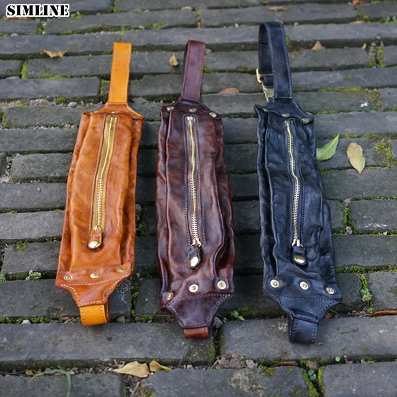 Сумка на пояс SIMLINE из 100% натуральной кожи для мужчин и женщин винтажная уличная