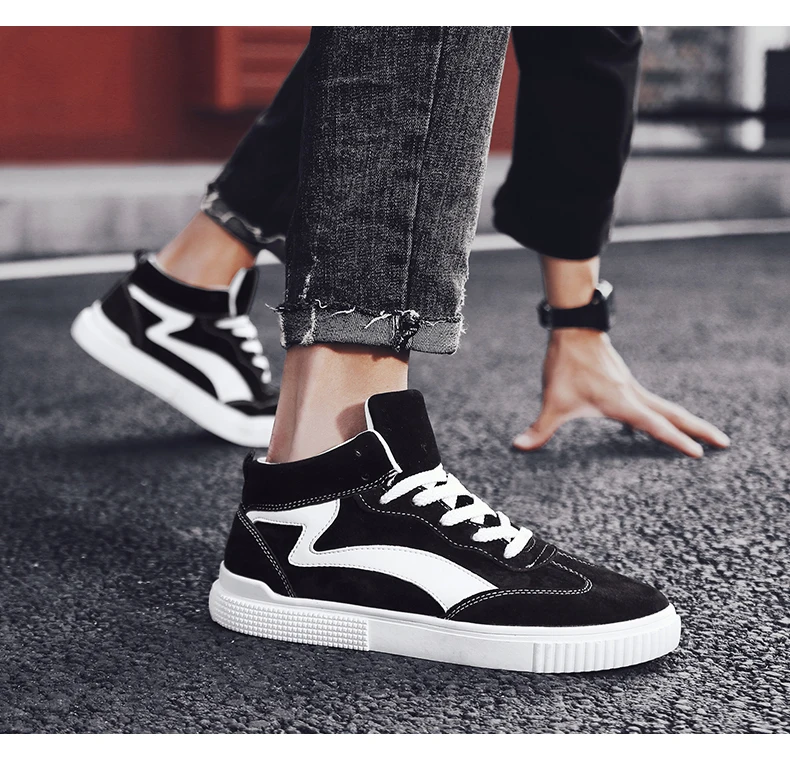 Winter Fashion Leather High Top Sneakers Men Shoes With Fur Plush Warm Casual classic snow boots Comfortable Male Footwear