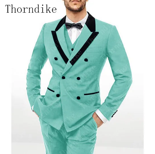 Thorndike Latest Coat Pant Designs Mint Green Men's Classic Suits for