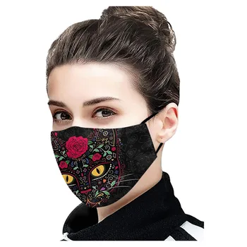 

Adult Woman Mouth Masks Fashion Flower Print Adjustable Windproof Foggy Haze Pollution Washable Face Mask Facemask Mascarar