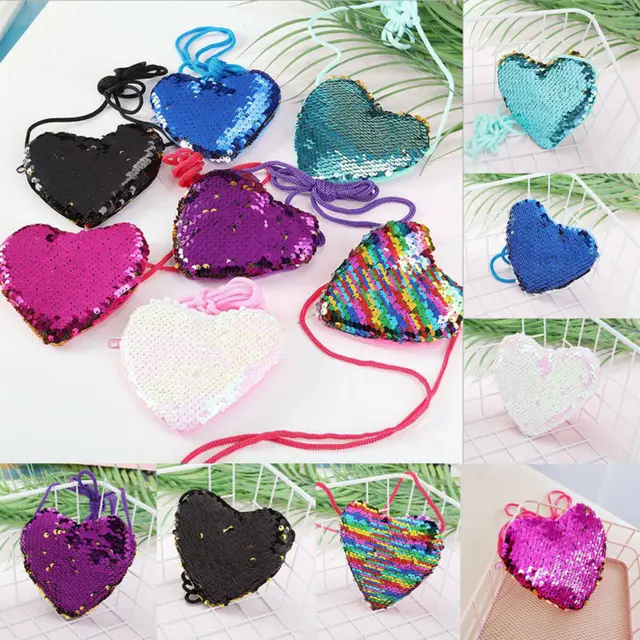 2019 Baby Accessories Ladies Girls Heart Coin Purse Bag Cute Sequins Small Tote Fashion Handbag Purse Kids Props Gifts 2