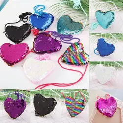HS1 monedero con forma de corazón para niña y mujer, accesorio pequeño de lentejuelas, a la moda, para regalo, 2022