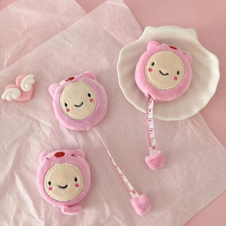 Kawaii Мини плюшевая рулетка 1,5 м милая розовая свинка мягкая линейка двухсторонняя одежда маленькая рулетка подарки