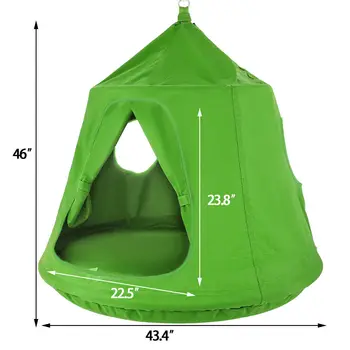 

Green Lightweight Portable Hangout HugglePod Tree Tent with LED String Lights, Suitable for Children